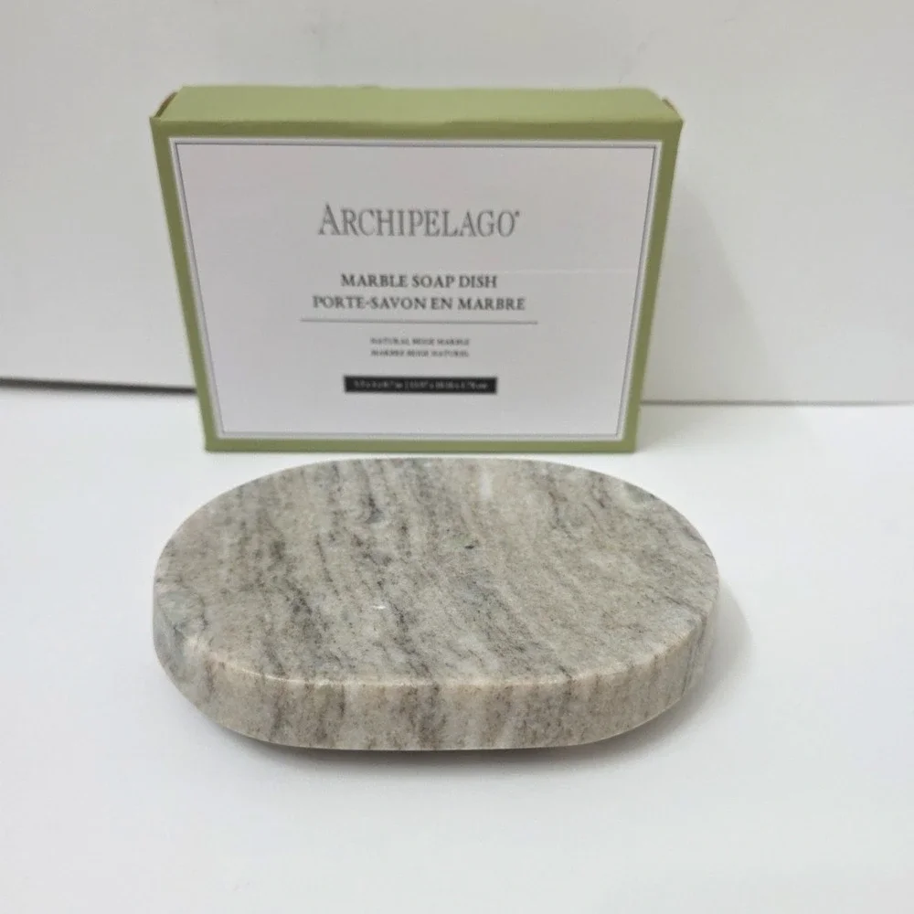 Archipelago Marble Soap Dish Natural Beige Oval 5.5x4x.7